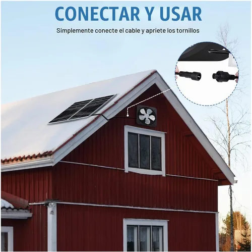 Vista 4 de ECO-WORTHY Ventilador de ático de 25 W alimentado por energía solar con ventilador de techo abuhardillado y panel plegable de 30 W - Ventiladores