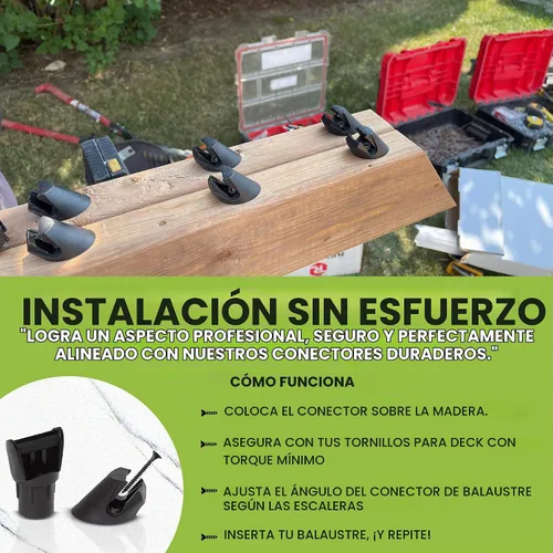 Vista 5 de Conectores de balaustre metálicos ajustables para 3/4" (29-45°) (paquete de 24)