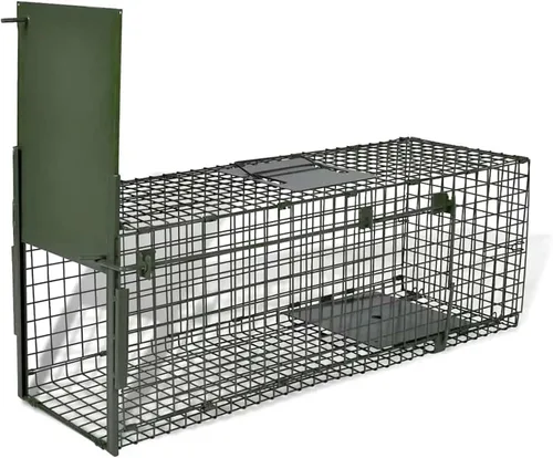 Vista 2 de Tidyard Live Animal Trap, Foldable Handle One-Door Humane Wildlife Cage Trap 80x25x25 cm Steel Wire Mesh with 2.54 cm Mesh for Rats Squirrels