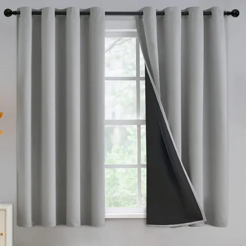 Vista 87 de Yakamok Cortinas negras, cortinas de ventana con aislamiento térmico y eficiencia energética para dormitorio, cortinas opacas completas y cortinas