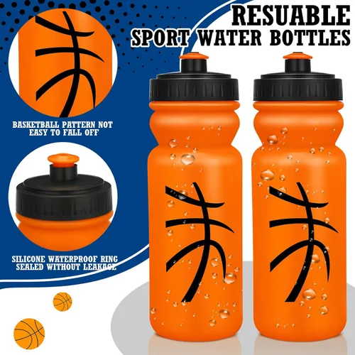 Vista 3 de Nitial Paquete de 12 botellas de agua reutilizables de 20 onzas a granel, botellas de agua reutilizables para apretar, botellas deportivas de Naranja