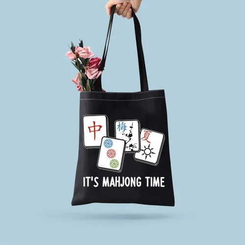 Vista 3 de BDPWSS Mahjong Tote Bag Mahjong Lover Gift Mahjong Fan Gift Mahjong Player Gift It's Mahjong Time Mahjong Game Gift