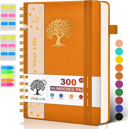 Vista 14 de Cuaderno grande en espiral para mujeres y hombres, 300 páginas rayadas numeradas, con rayas universitarias, cuaderno encuadernado en espiral de tapa