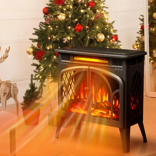 Vista 6 de ZAFRO Calentador eléctrico de chimenea de 24 pulgadas, 5100 BTU independiente con control remoto y temporizador, color de llama ajustable, 500 Negro