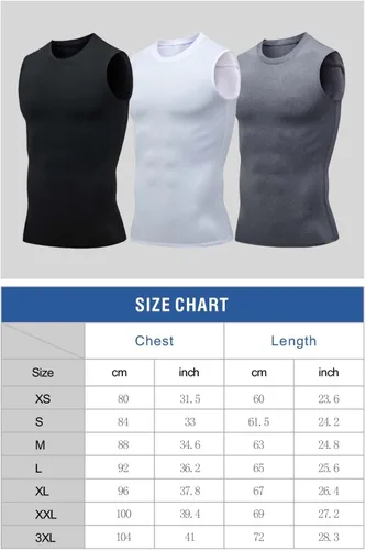 Vista 6 de Algasan Paquete de 2 a 3 camisetas de compresión atlética para hombre, chaleco sin mangas para entrenamiento