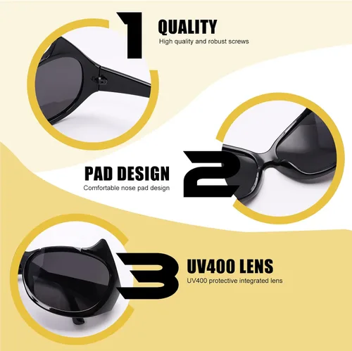 Vista 4 de BOTEN Gafas de sol de gran tamaño para mujer, lindas gafas de sol envolventes de moda, gafas de sol Y2k de moda