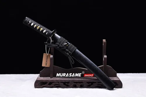 Vista 8 de MURASAME Espada Tanto Katana Corta de Arcilla Templada Acero T10 Hamon Real Muy Afilar Espiga Completa Hecha a Mano