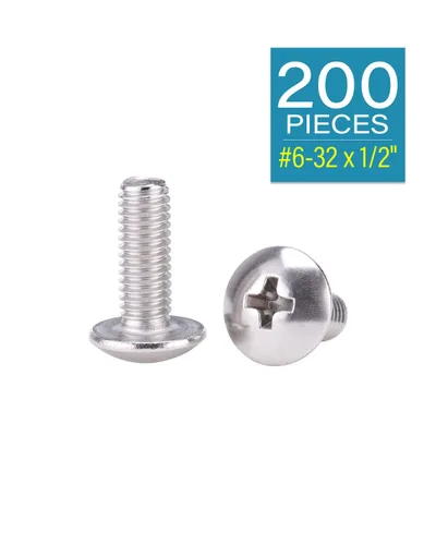 Vista 2 de IMScrews Tornillos de cabeza Phillips #6-32 × de 1/2 pulgada, tornillos de máquina de acero inoxidable 304, paquete de 200