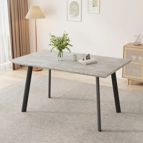 Vista 19 de ZckyCine Conjunto moderno de mesa de comedor de 5 piezas con mesa rectangular de madera y 4 sillas tapizadas en cuero, capacidad para 4 personas