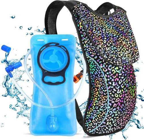 Vista 9 de KUYOU Rave Hydration Pack, Hydration Backpack with 2L Hydration Bladder, Festival Essential Water Backpack for Hiking, Running, Cycling, and Music