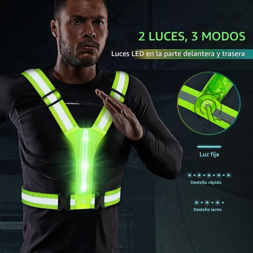 Vista 6 de Simket Chaleco Reflectante LED para Correr, Equipo Reflectante para Correr de Alta Visibilidad, Chaleco Reflectante Ajustable Recargable