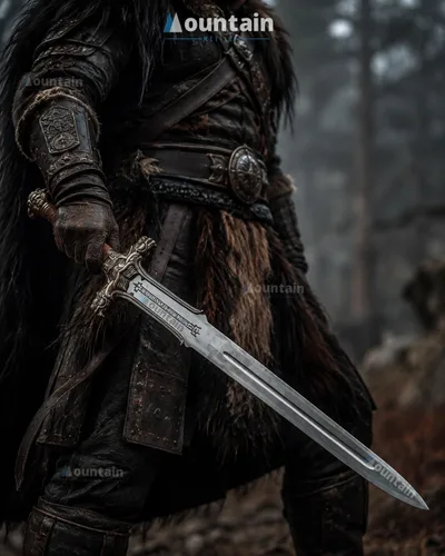 Vista 2 de Mettleive Conans The Barbarian Father Sword Full Tang Conans Real Atlantean Barbarian Destroyer Conquering Double Edge Two Sided Cold Steel Sword