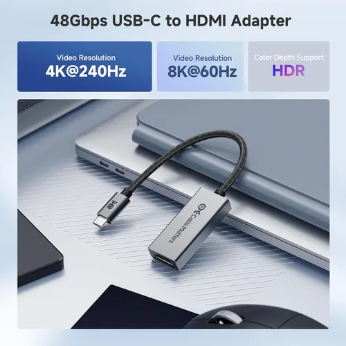 Vista 9 de Cable Matters Adaptador unidireccional USB C a HDMI 2.1 de 48Gbps