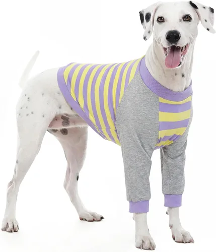 Vista 15 de FUAMEY Manga de recuperación para perros con protector de codo, camisa para perros para dejar de lamer las articulaciones, traje de manga larga