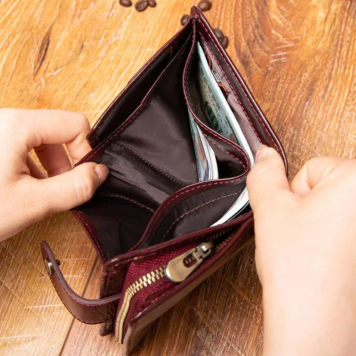 Vista 6 de Anti-perdida Bluetooth Carteras Tracker Billetera Posición Registro Vía Teléfono GPS Carteras Para Hombre Billeteras Bifold Cuero