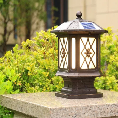 Vista 5 de Luces de poste para exteriores, estilo chino, poste de valla solar, para exteriores, hogar, puerta, poste de luz IP55, impermeable, para jardín