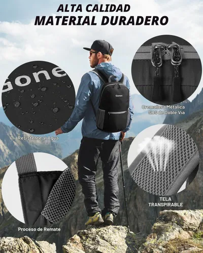 Vista 4 de Gonex Mochila Ultraligera Plegable de 20L, Práctica, Plegable para Camping, Viajes al Aire Libre, Ciclismo, Mochila Escolar