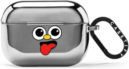 Vista 5 de CASETiFY Funda Mirror Airpods Pro (2.ª generación) con anillo, color negro Kingsnake