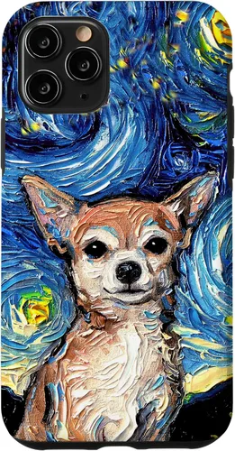 Vista 29 de Aja - Funda para iPhone 17, diseño de perro de noche estrellada, color marrón