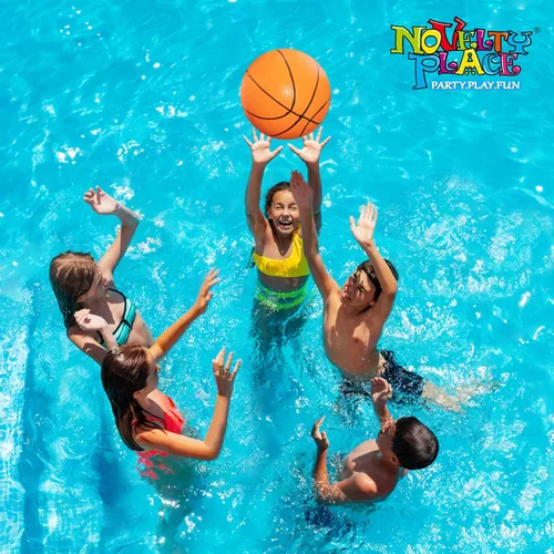 Vista 3 de Novelty Place Pelotas inflables de playa, paquete de 3, baloncesto de playa de 12 pulgadas para niños, suministros de fiesta de verano en la playa