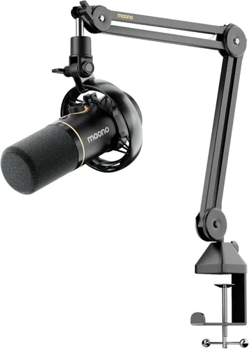 Vista 12 de MAONO PD200W Hybrid Wireless Podcast Equipment Bundle para 2, kit de micrófono USB dinámico XLR con 2 brazos de brazo, software, cancelación