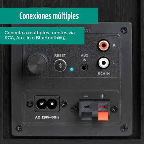 Vista 6 de Electrohome Berkeley - Altavoces estéreo 2.0 con amplificador integrado y controladores de 3 pulgadas para tocadiscos, TV, PC y transmisión