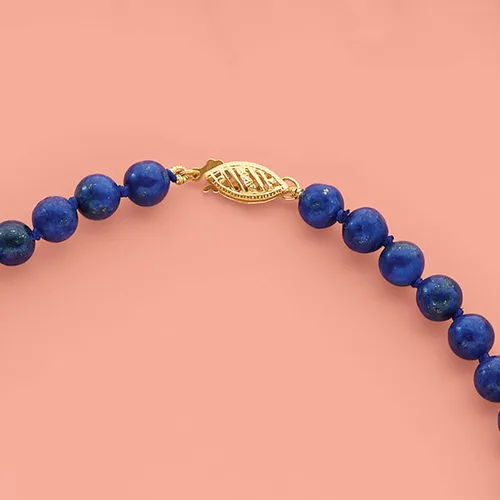 Vista 8 de Ross-Simons 6-13mm Lapis Bead Graduated Necklace With 14kt Yellow Gold