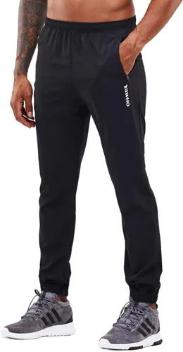 Vista 2 de Pantalones deportivos para hombre, pantalones deportivos para entrenamiento, gimnasio, correr, entrenamiento con bolsillos con cremallera