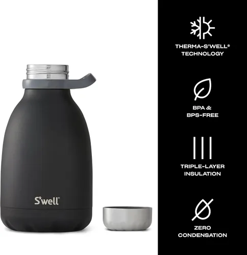 Vista 3 de S'well Botella Roamer de Acero Inoxidable, 40oz, Ónix, Contenedores con Aislamiento al Vacío de Triple Capa Mantienen las Bebidas Frías por 48 Horas