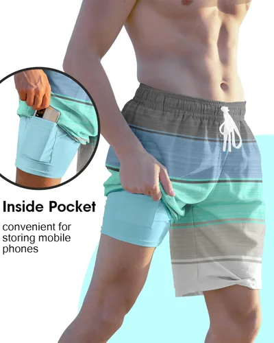 Vista 4 de Cozople Traje de baño para hombre con forro de compresión de 9 pulgadas, traje de baño de secado rápido