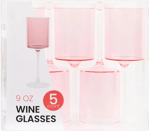 Vista 15 de PLASTICPRO Paquete de 10 copas de vino de plástico de 14 onzas, dos tonos, elegantes, desechables, con tallo, reutilizables, de plástico duro
