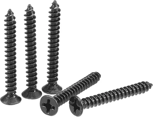 Vista 9 de uxcell Tornillos de madera M3 x 0.472 in Tornillos de cabeza plana Phillips de acero al carbono Autoperforantes Negro 200pcs