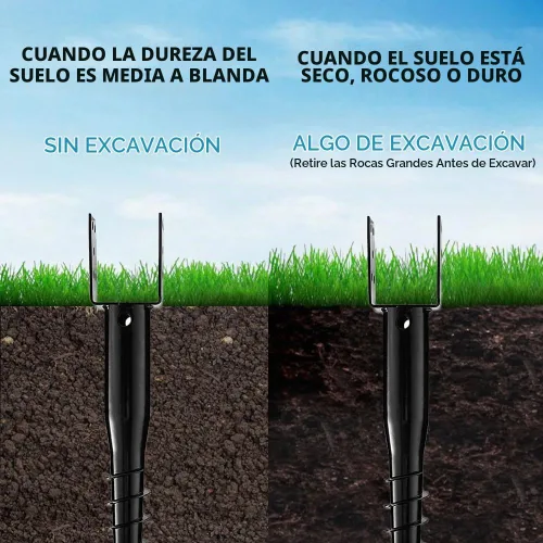 Vista 4 de Anclaje de tierra sin excavación de 4 x 4, estaca de poste atornillado