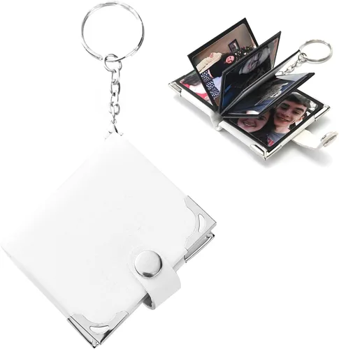 Vista 7 de Llavero personalizado con foto personalizado álbum de fotos de cuero llavero bolsillo mini álbum de fotos