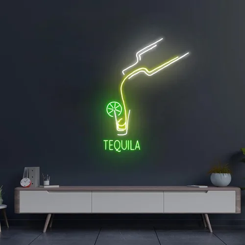 Vista 14 de Letrero de neón con texto en inglés «All You Need Is Tequila» de 23 pulgadas, para decoración de pared para el hogar, bar, pub, club