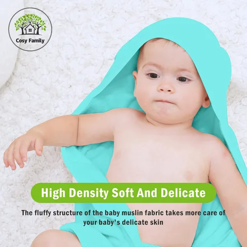Vista 2 de Cosy Family Paquete de 3 toallas con capucha para bebé, rayón hechas de bambú, toallas de baño suaves unisex para bebés, niños pequeños, bebés
