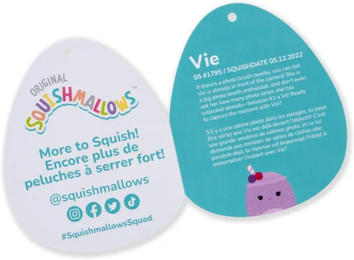 Vista 6 de Squishmallows Original de 5 Pulgadas Vie Berry Smoothie - Peluche Oficial de Jazwares