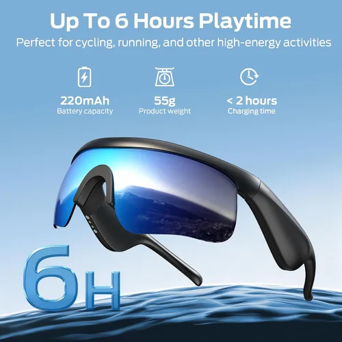Vista 4 de Monster Gafas Inteligentes, Gafas de Sol Polarizadas con Bluetooth para Hombres y Mujeres, Gafas Deportivas Inteligentes con Micrófono Integrado