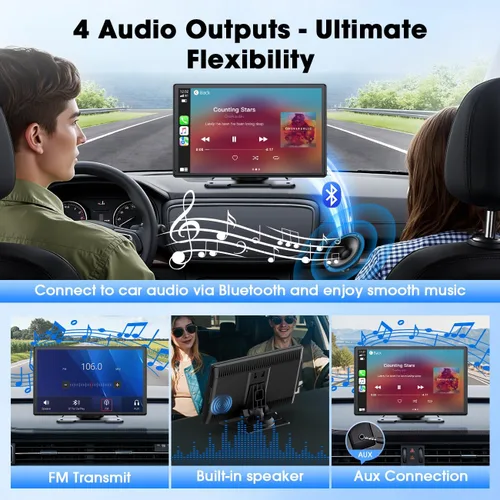 Vista 4 de Topexplore Carplay - Pantalla táctil portátil para automóvil, CarPlay inalámbrico de 9 pulgadas y actualización automática de Android