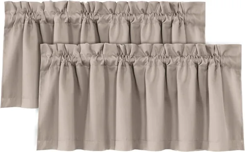 Vista 43 de H.VERSAILTEX Cenefas de cortina 100% opacas para ventanas, 2 paneles con aislamiento térmico, bolsillo para barra, pequeña cenefa corta para cocina