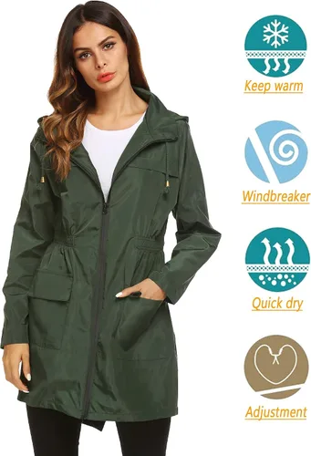 Vista 2 de Lomon - Chaqueta impermeable y ligera para la lluvia con capucha para exteriores