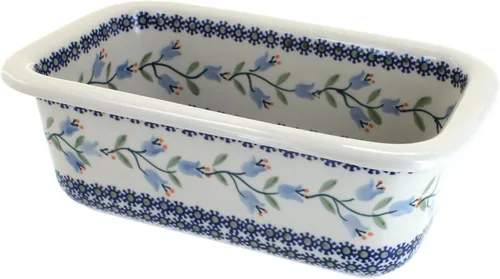 Vista 5 de Blue Rose Polish Pottery – Panadero de pan azul violeta – 10 x 6.25 pulgadas – Plato de cerámica para hornear y servir panes
