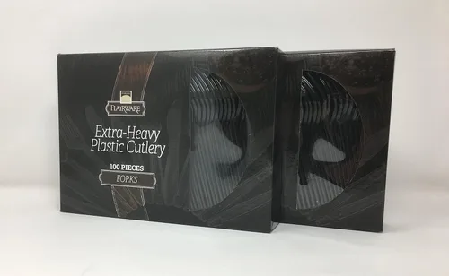 Vista 3 de Fineline Flairware Collection - Tenedores de plástico negro resistentes, de calidad, extra duraderos, prácticos para servir y porcionar alimentos