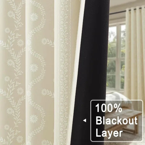 Vista 7 de LIMON HOME Cortinas Opacas Beige de 84 pulgadas de Largo para Sala de Estar y Dormitorio, Tratamiento de Ventana Insonorizado Cortinas Blackout