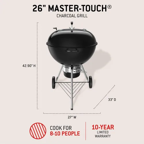 Vista 4 de Weber Master-Touch - Parrilla y ahumador de carbón, 26 pulgadas, color negro