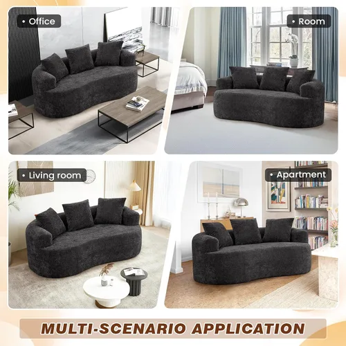 Vista 9 de Sofá modular curvo de 60.18 pulgadas para sala de estar, moderno sofá nube de felpilla de felpa con asiento profundo comprimido sin hueso con 3