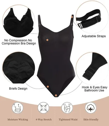 Vista 3 de SHAPERX - Body tipo faja moldeadora para mujer, con control de abdomen, sin costuras, para moldear la cintura, compresión del cuerpo
