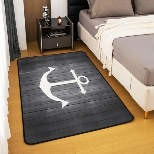 Vista 4 de Anchor Decor - Juego de alfombras para sala de estar, alfombra decorativa con temática náutica para niños y niñas, diseño de aventura marina