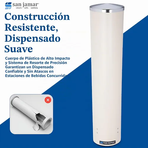 Vista 6 de San Jamar C4200PF, despachador de vasos de espuma tipo pull, de acero inoxidable, se ajusta a vasos de 4 onzas a 10 onzas, borde de 2-3/4 pulgadas a