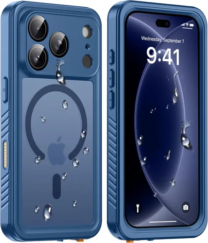 Vista 40 de ANTSHARE Funda impermeable IP68 para iPhone 16, negro/transparente Lente incorporada/protector de pantalla, protección militar contra caídas, funda